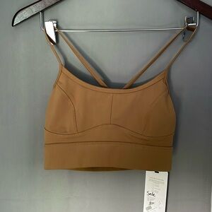 Varley brown tan sports bra XS new NWT